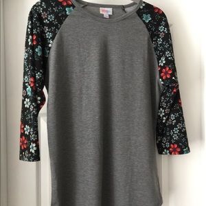 Lularoe Randy Black Floral Sleeves Sz L ~ New